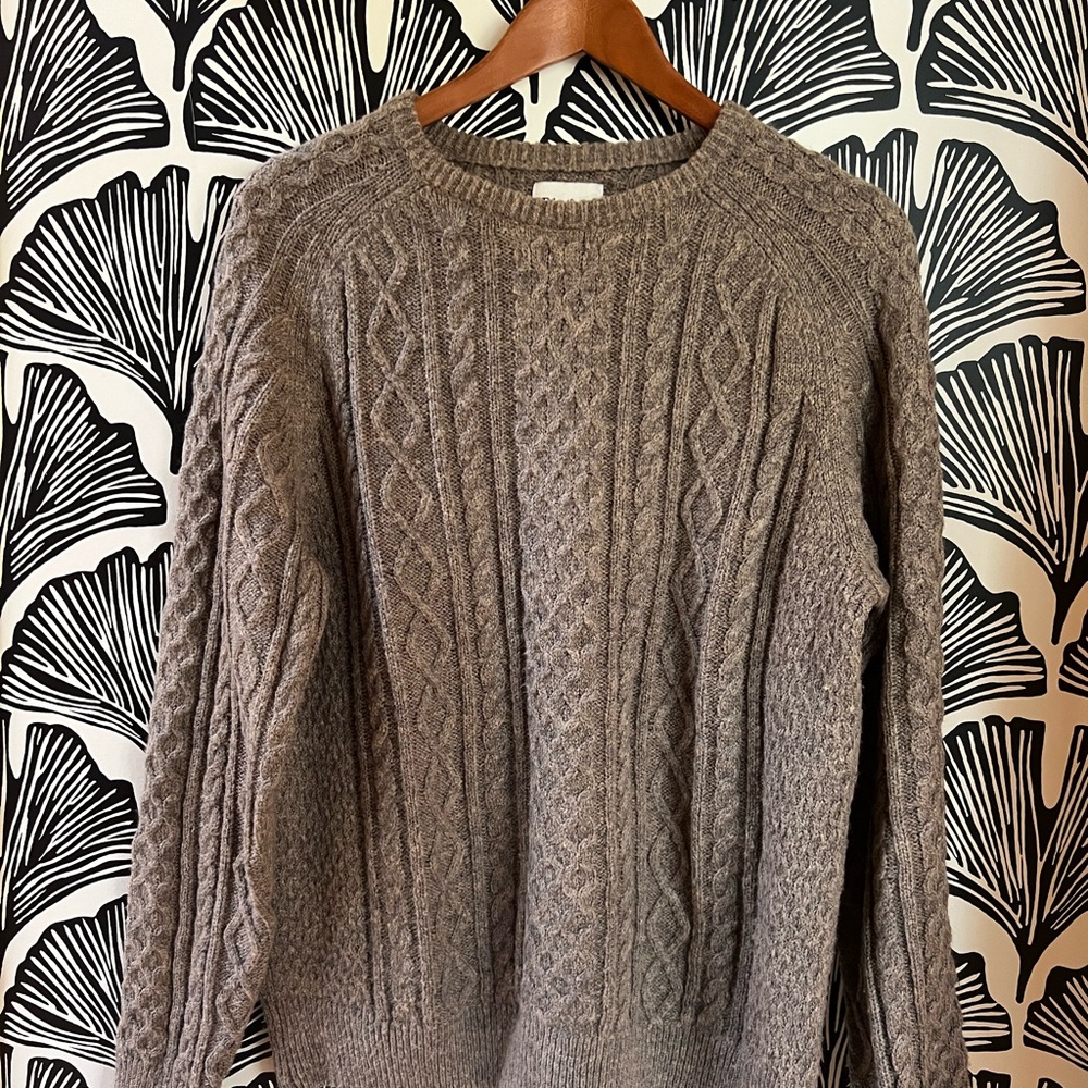 Rhythm Brown Cable Knit Crewneck Sweater